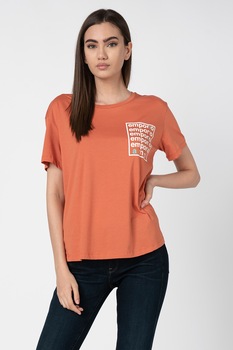 Emporio Armani, Tricou lejer cu imprimeu logo, Oranj persan, M Emporio Armani, Tricou lejer cu imprimeu logo, Oranj persan, M