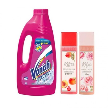 Pachet Prfum rufe Kifra Pink 200 ml+ Kifra Peach 200 ml + Vanish roz 1l Pachet Prfum rufe Kifra Pink 200 ml+ Kifra Peach 200 ml + Vanish roz 1l