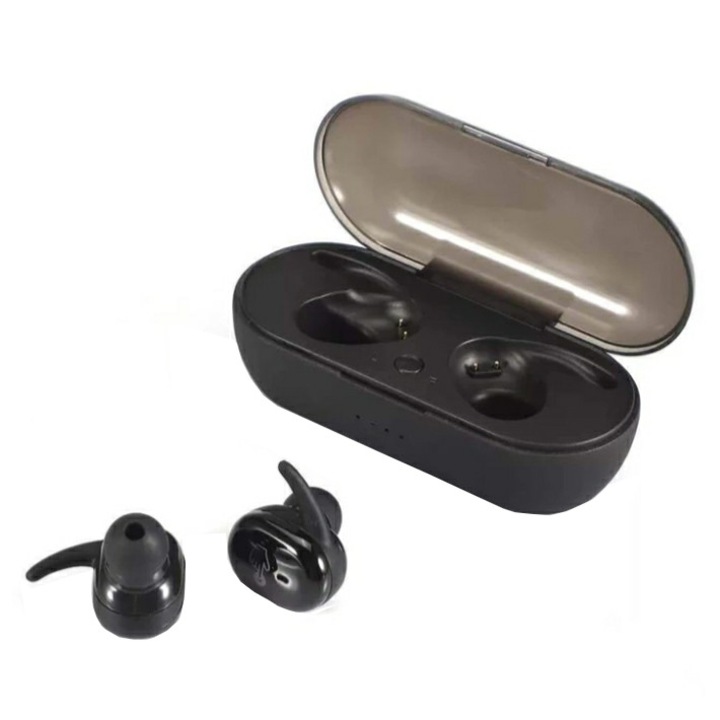 Universal TWS4 Bluetoothos fejhallgató, vezeték nélküli, érintésvezérlés, dokkoló, Android, iOS, Windows, fekete