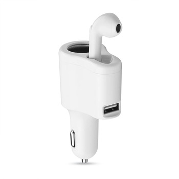 Casca Bluetooth 3 in 1, Wireless, cu Incarcator Auto, Usb Output 5V, Microfon Incoporat, Alb Casca Bluetooth 3 in 1, Wireless, cu Incarcator Auto, Usb Output 5V, Microfon Incoporat, Alb