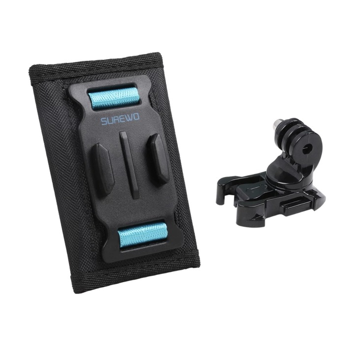 Захващаща система за раница Surewo, За GoPro Hero 10/9/8/7/6/5, Session, DJI Osmo Action и други модели, Черен