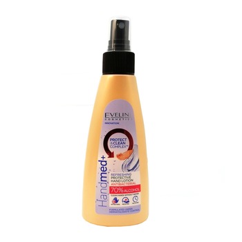 Lotiune antibacteriana pentru maini, Eveline Cosmetics, Handmed+, 70% alcool, 150 ml, crem Lotiune antibacteriana pentru maini, Eveline Cosmetics, Handmed+, 70% alcool, 150 ml, crem