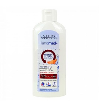 Lotiune antibacteriana pentru maini, Eveline Cosmetics, Handmed+, 70% alcool, 200 ml Lotiune antibacteriana pentru maini, Eveline Cosmetics, Handmed+, 70% alcool, 200 ml