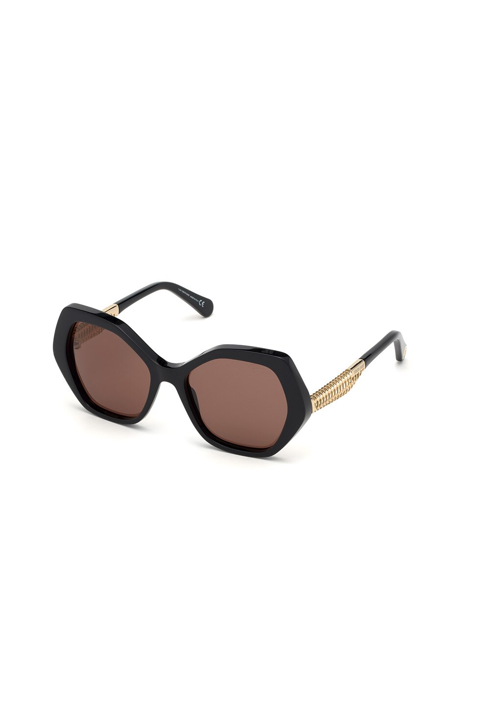 Roberto Cavalli, Ochelari de soare cu lentile uni, Negru/Auriu, 57-18-140 Standard