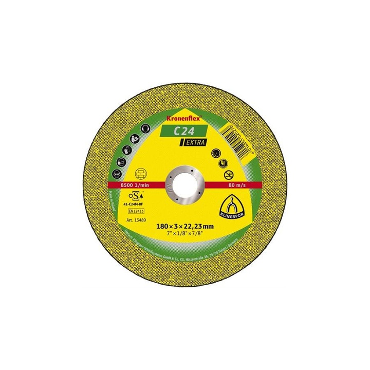 Klingspor kővágókorong 125x2.5x22.23mm C 24 EX S Domborított