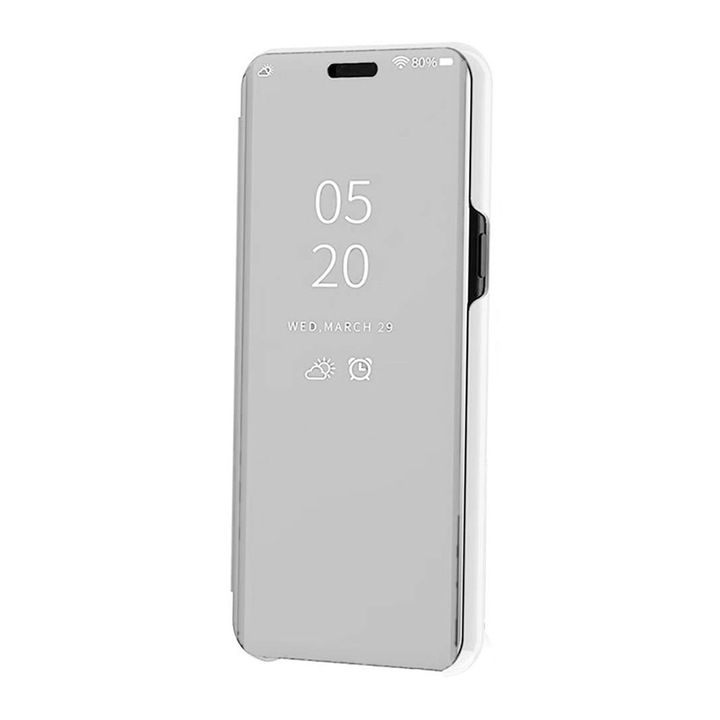 Translucent View telefontok Huawei Y6 (2019)-nek, Flip Stand Mirror, Ezüst