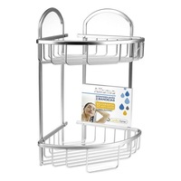 Etajera de colt cu 2 rafturi din inox BellFyd®, pentru baie, 23 x 23 x 42 cm