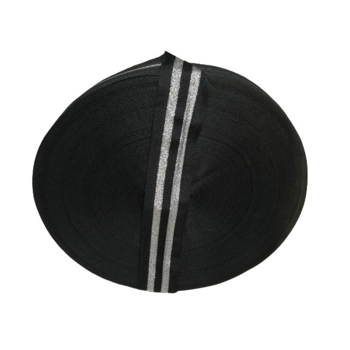 Rola 50 metri banda decorativa neagra/argintie,Mabo,4.5cm