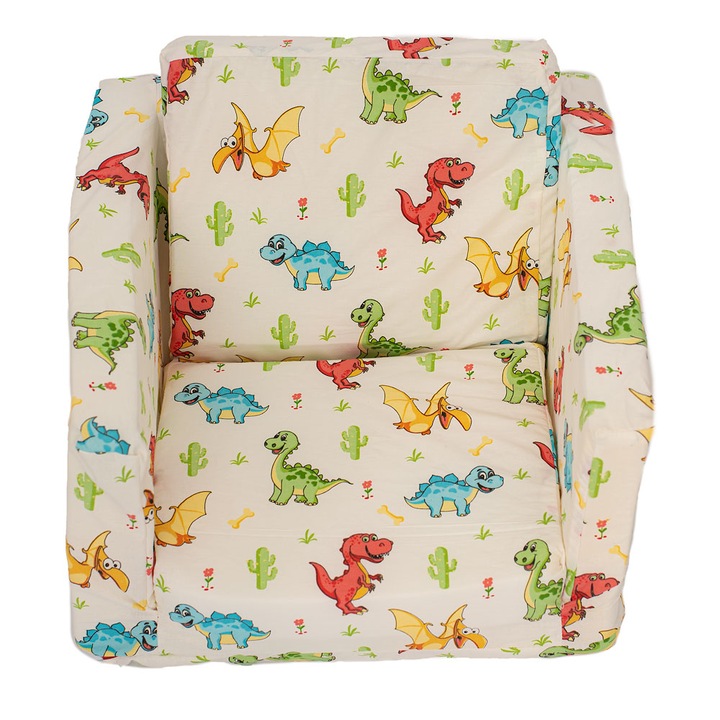 Fotoliu extensibil pentru copii Kapinkata Dinozauri, 45x92x36 cm.