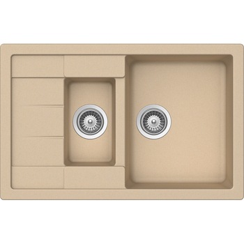 Chiuveta granit Schock Manhattan D-150S Moonstone Cristalite 780 x 500 mm, adancime cuva 200 mm, reversibila, montare pe blat Chiuveta granit Schock Manhattan D-150S Moonstone Cristalite 780 x 500 mm, adancime cuva 200 mm, reversibila, montare pe blat