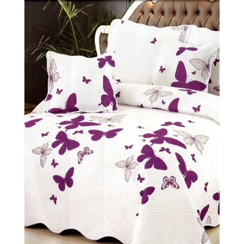 Cuvertura de pat + 4 Fete de Perna, Pat 2 Persoane, 100% Bumbac, E-S74 Cuvertura de pat + 4 Fete de Perna, Pat 2 Persoane, 100% Bumbac, E-S74