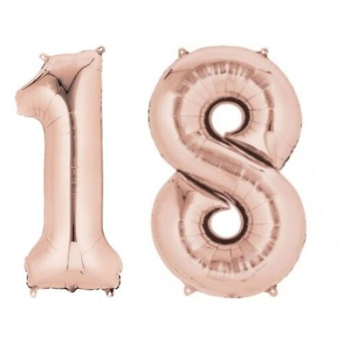 Balon din folie de aluminiu, Cifra 18, Rose Gold, 100 cm