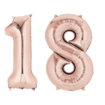 Balon din folie de aluminiu, Cifra 18, Rose Gold, 100 cm Balon din folie de aluminiu, Cifra 18, Rose Gold, 100 cm