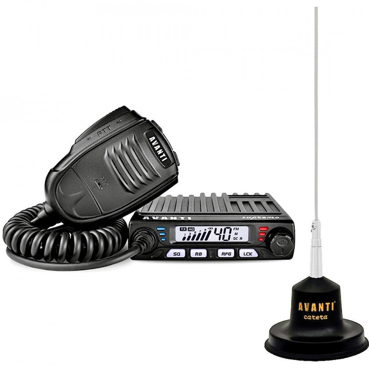 Kit Statie Radio CB Avanti Supremo + Antena Radio CB Avanti Carera, 98cm