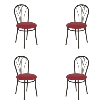 Set 4 scaune bucatarie VENUS Black, Carmin piele ecologica Set 4 scaune bucatarie VENUS Black, Carmin piele ecologica