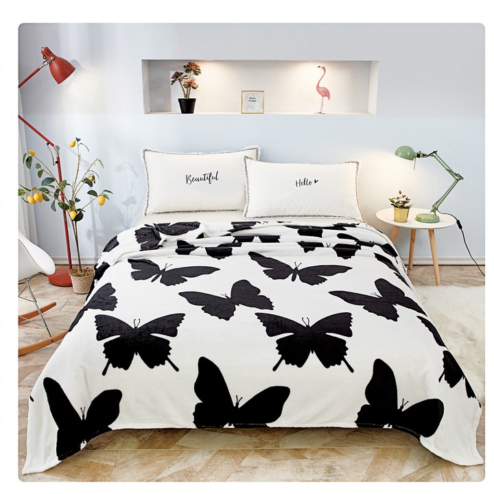 Patura cocolino 230x200 Alb/NegruFleece CVAF1B0041