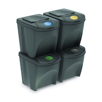 Set 4 buc cosuri de gunoi pentru colectare selectiva "Sortibox", gri (stone grey), volum 25 litri, suprapozabile