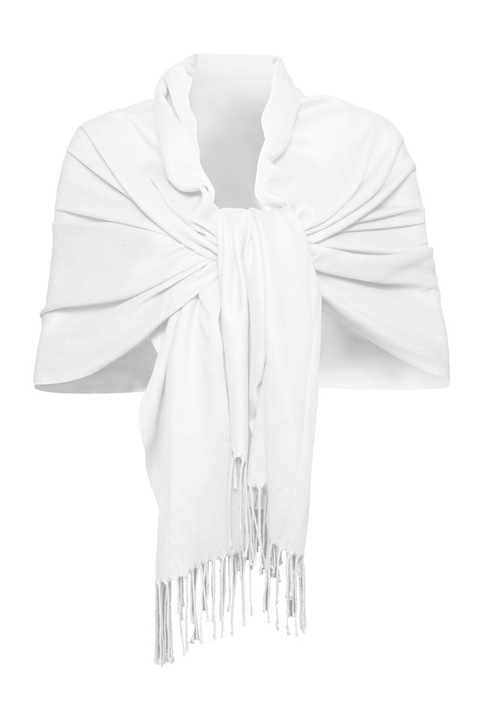 Esarfa tip sal din casmir, alb