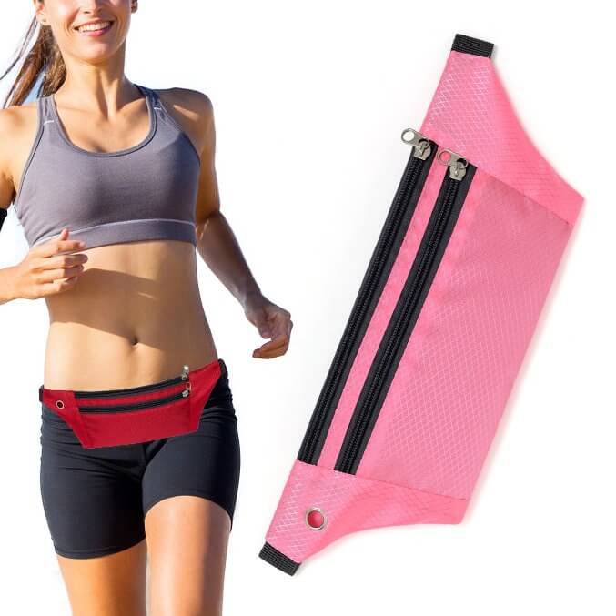 Centura Alergare / Borseta Sport, Ultimate Running Belt, Orificiu Pentru Casti, Roz