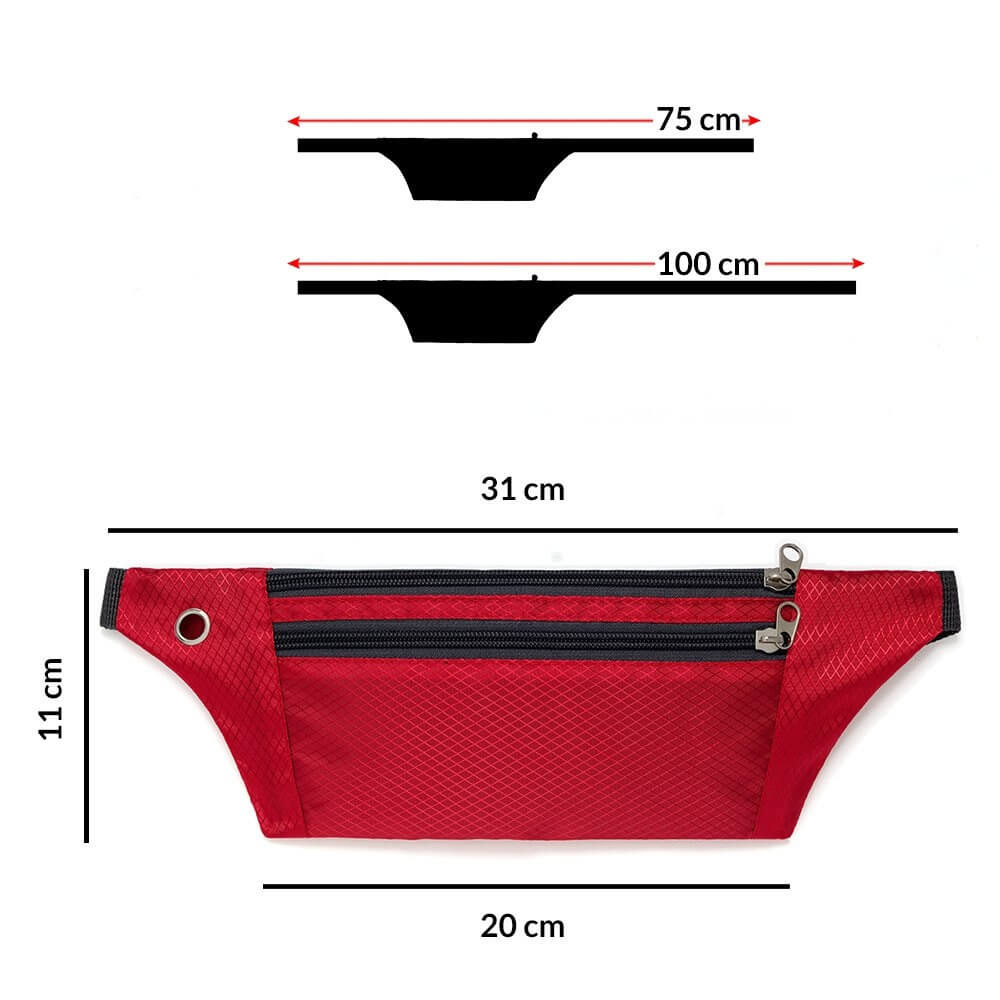 Centura Alergare / Borseta Sport, Ultimate Running Belt, Orificiu Pentru Casti, Rosu