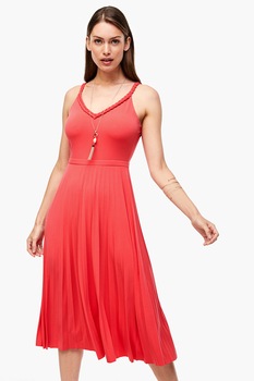 s.Oliver, Rochie evazata cu pliuri, Corai, M s.Oliver, Rochie evazata cu pliuri, Corai, M