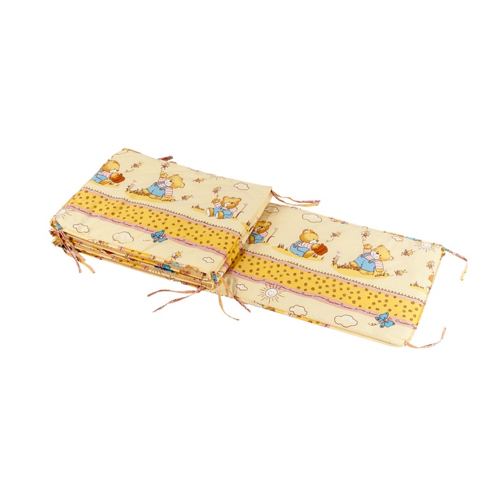Set SomnArt pentru patut bebe, cu aparatori, 60x120cm, Honey
