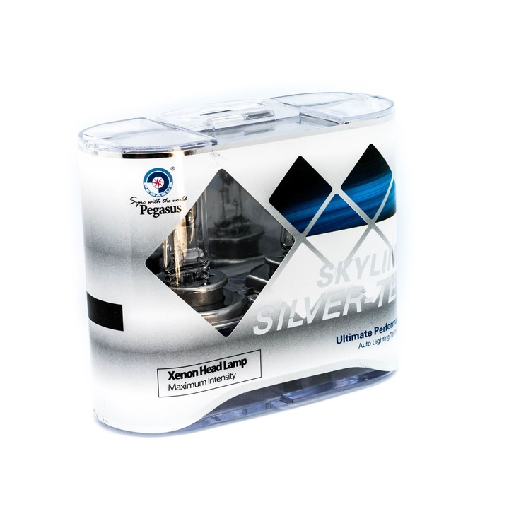 Set 2 becuri halogen 55w 4300K Skyline Silver H4 cu 12V