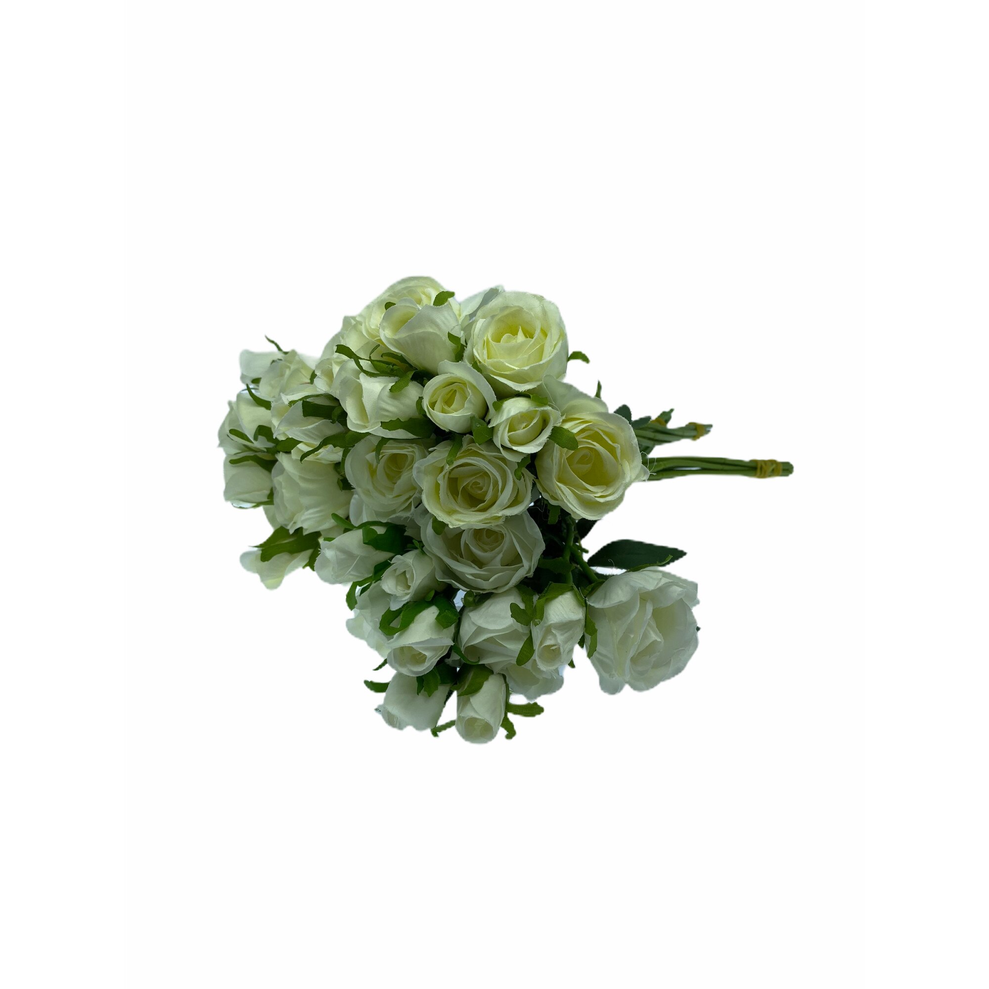 Set 3 buchete artificiale trandafir, Alb, 36 cm