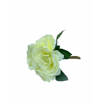 Buchet de trandafiri artificiali, Alb, 28 cm