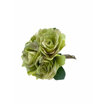 Buchet de trandafiri artificiali, Verde Lime, 28 cm