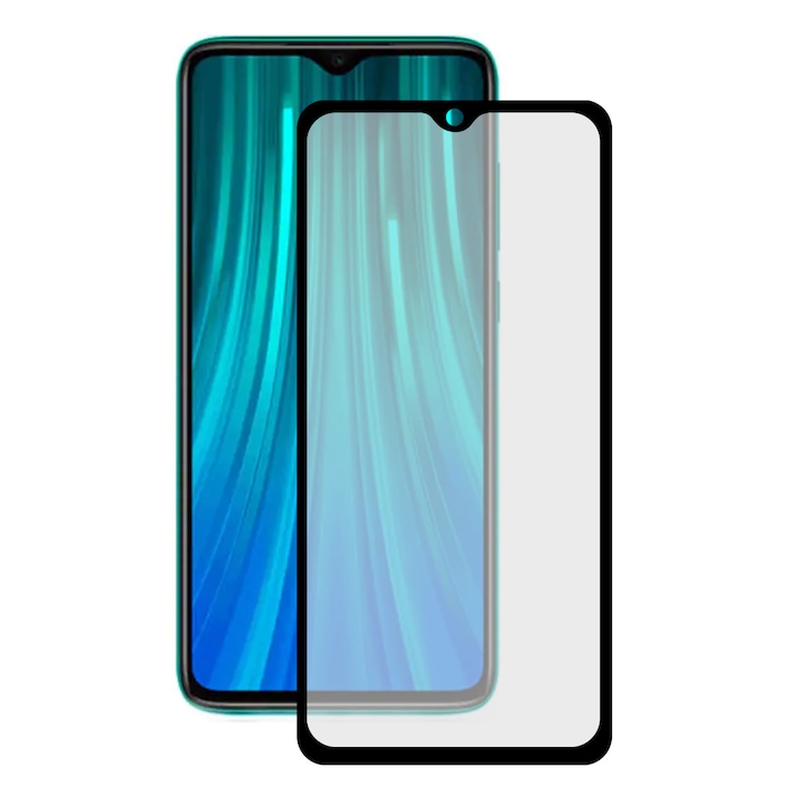 MTP 9D fólia, Full Cover, Full Glue, Xiaomi Redmi Note 8 Pro, enyhén ívelt élek