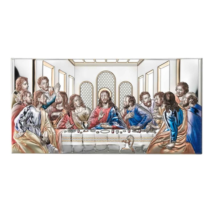 Сребърна икона Тайната вечеря 39x19cm Цветни ClassGifts