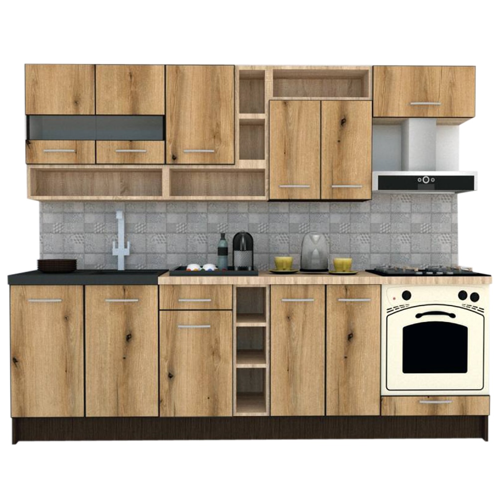 Set Bucatarie Genarom Cossy New 260 Wenge / K365, 260 x 200 - 230 x 60 cm