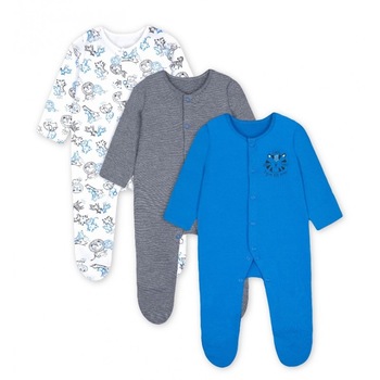 Set Pijamale Mothercare, body all-in-one, 3Piese, Wild Blue, 1-3 luni Set Pijamale Mothercare, body all-in-one, 3Piese, Wild Blue, 1-3 luni