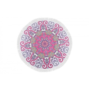 Prosop plaja rotund bumbac 100% cu franjuri, diametru 150 cm, Fouta Bloom Prosop plaja rotund bumbac 100% cu franjuri, diametru 150 cm, Fouta Bloom