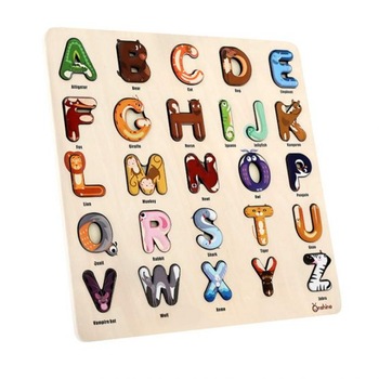Puzzle Incastru lemn litere Alfabetul Junglei Onshine, 3 ani+ Puzzle Incastru lemn litere Alfabetul Junglei Onshine, 3 ani+