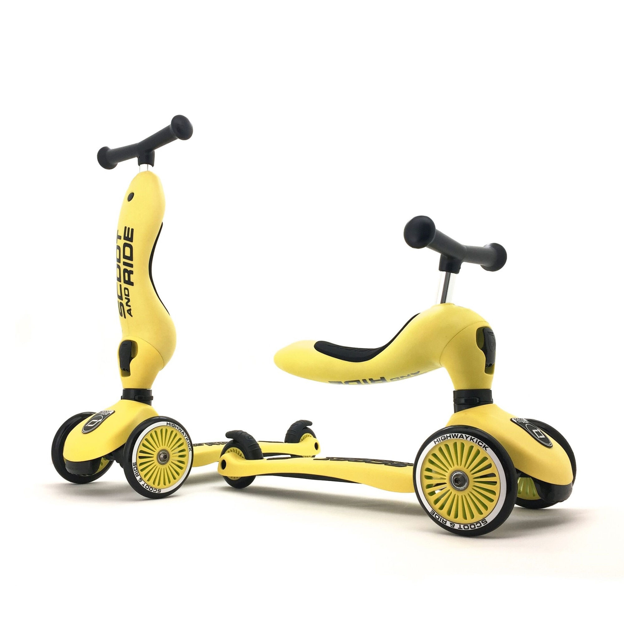 Trotineta copii transformabila 2in1 Scoot & Ride HighwayKick 1 Lemon, 1-5 ani, pana la 50 kg