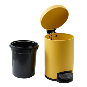 Cos de gunoi Sta,capacitate 5 litri,galben,rotund-cilindric,din otel Cos de gunoi Sta,capacitate 5 litri,galben,rotund-cilindric,din otel