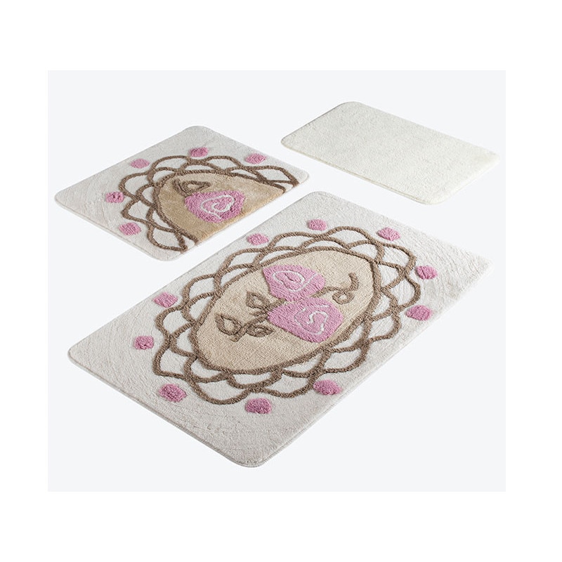 Set 3 Covorase de Baie, Chilai Home, model Dantel Bej , Acrilic