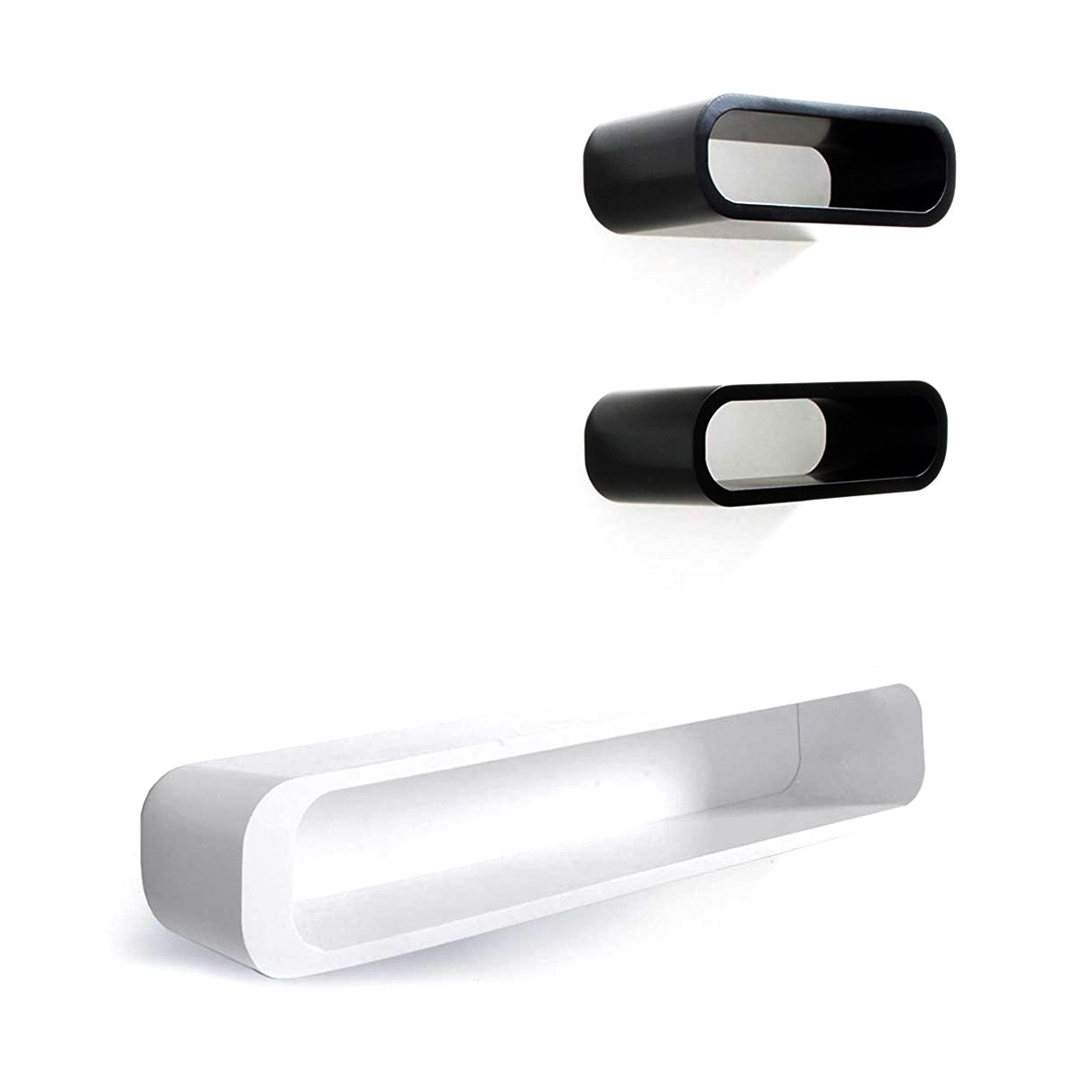 Set 3 rafturi, Naimeed D1218, culoare Alb/Negru, 95/39.5 x 18,5/13.5 x 16 cm