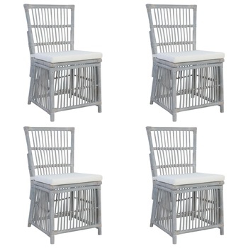 Set 4 scaune de bucatarie, vidaXL, Ratan natural, 50 x 57 x 90 cm, Gri Set 4 scaune de bucatarie, vidaXL, Ratan natural, 50 x 57 x 90 cm, Gri