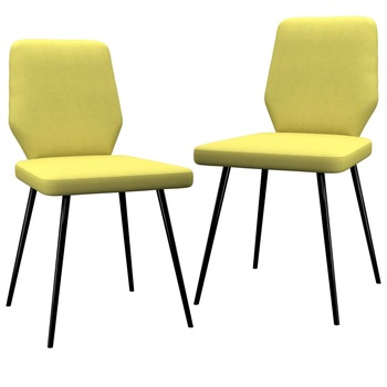 Set de 2 scaune de bucatarie, vidaXL, Textil/Metal/Lemn, 47 x 57 x 86 cm, Verde