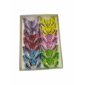 Set Atelier 12 cleme cu fluturi decorativi, Multicolor, 6 cm Set Atelier 12 cleme cu fluturi decorativi, Multicolor, 6 cm