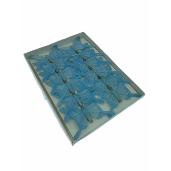 Set Atelier 12 cleme cu fluturi decorativi, Albastru, 6 cm