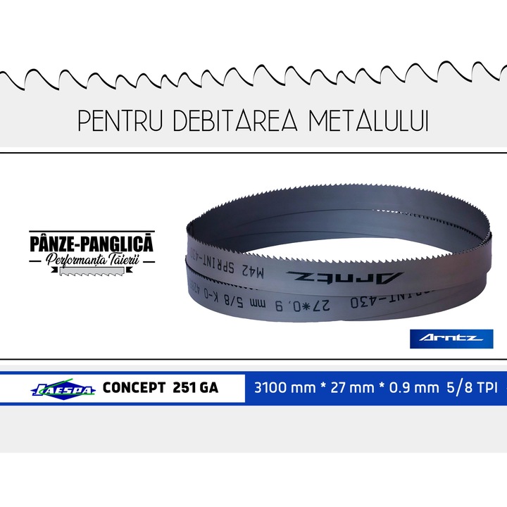 Set 3 fierastrau panglica metal Jaespa Concept 251 GA, 3100x27x0.9x5/8 banda bimetal Arntz Sprint M42