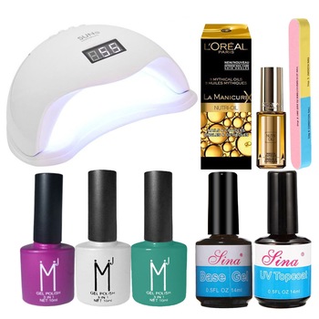 Kit Unghii cu Lampa Profesionala UV LED SUN5 si 7 Produse Premium pentru Manichiura Semipermanenta, Summer Pastels Kit Unghii cu Lampa Profesionala UV LED SUN5 si 7 Produse Premium pentru Manichiura Semipermanenta, Summer Pastels