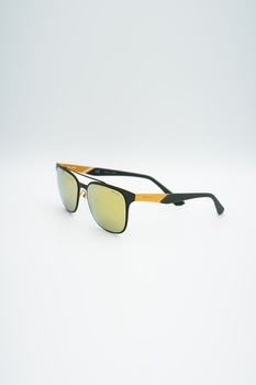Police, Ochelari de soare patrati, Negru/Galben sofran, 52-16-140 Standard Police, Ochelari de soare patrati, Negru/Galben sofran, 52-16-140 Standard
