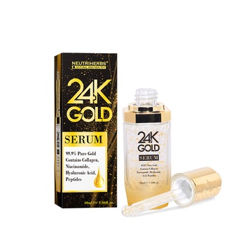 Ser cu Acid Hialuronic si Aur 24K, NEUTRIHERBS 24K GOLD, 30 ml Ser cu Acid Hialuronic si Aur 24K, NEUTRIHERBS 24K GOLD, 30 ml