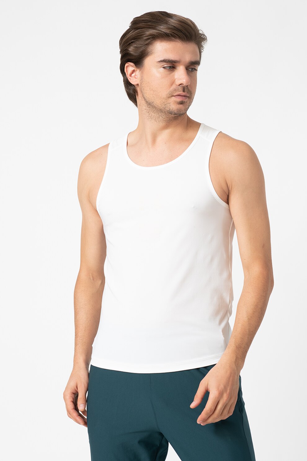 Under Armour, Top cu perforatii, pentru fitness, Alb