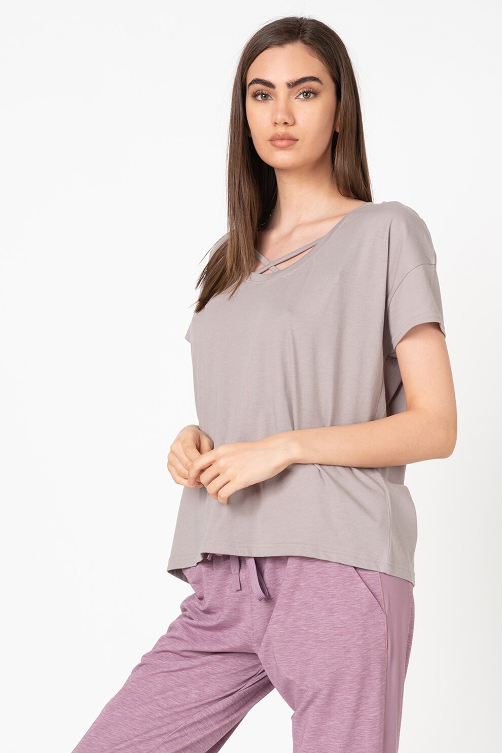 Under Armour, Tricou lejer cu detaliu incrucisat Unstoppable, Gri cenusa, L